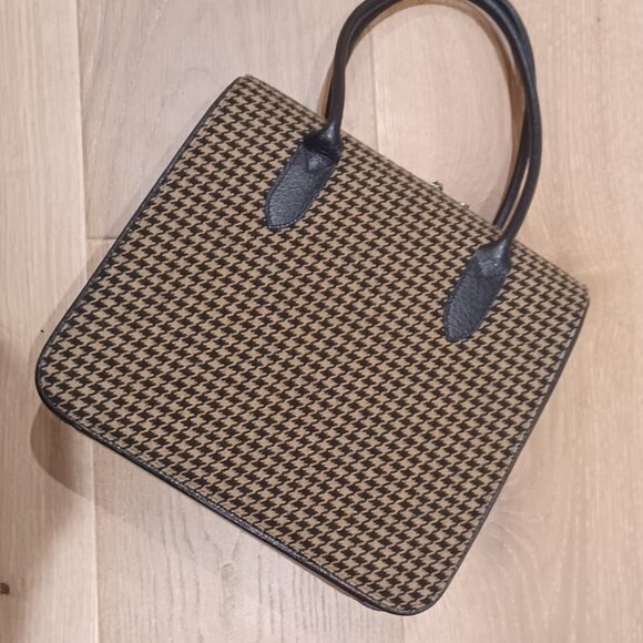 Houndstooth black NEW leather/cloth handbag - Picture 2 of 6